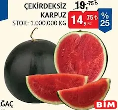 ÇEKİRDEKSİZ KARPUZ KG fiyat ve kampanya bilgisi